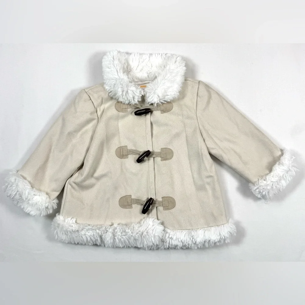 GYMBOREE Baby Girl Faux Suede Toggle Coat 6-12M Cozy‎ Winter Cottagecore Preppy